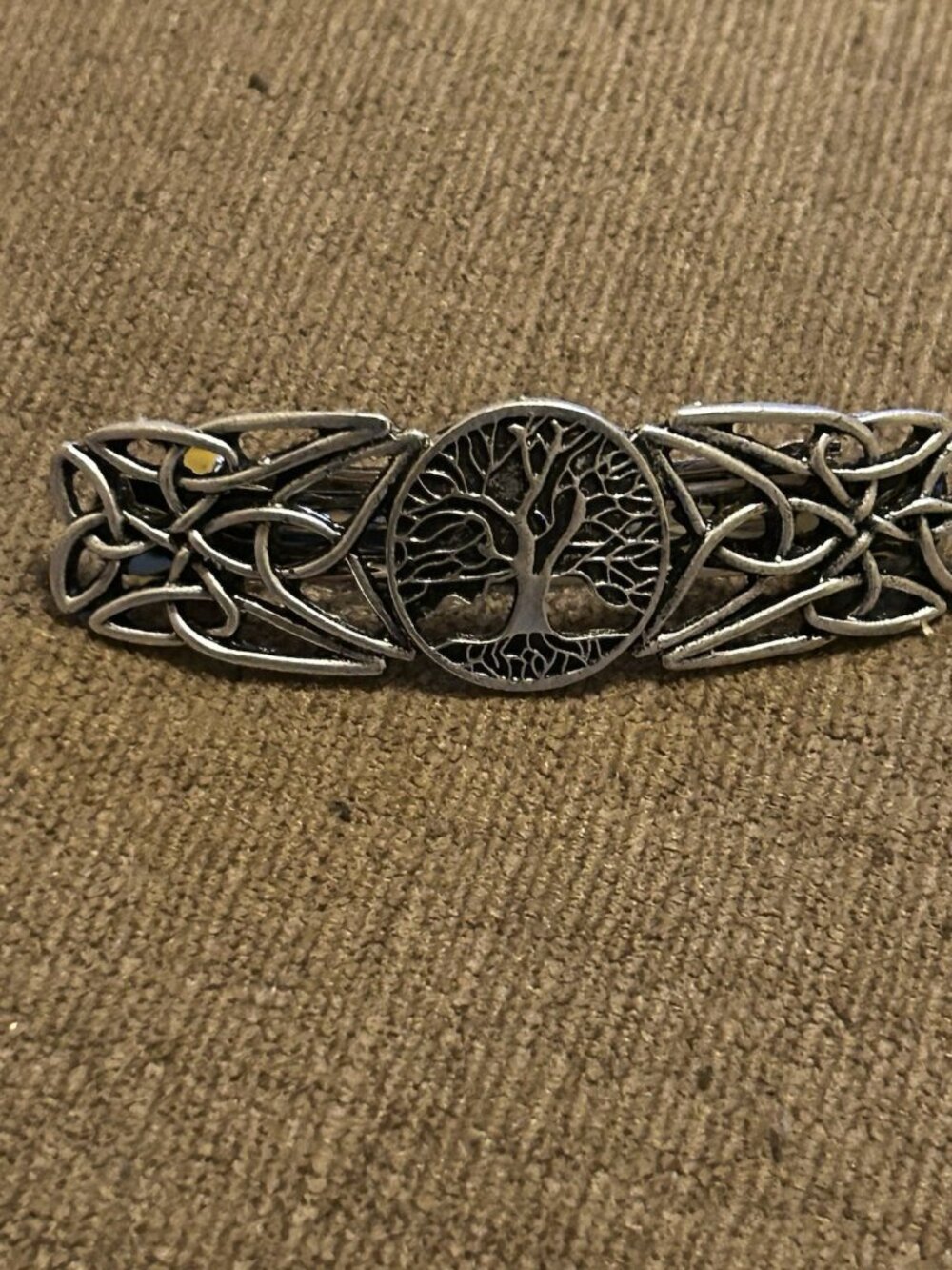 Antique Silver Tree of Life Celtic Knot Hair Barrette Silver Color Nature Life